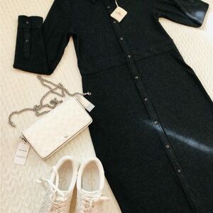 Faherty Charcoal Long Sleeve Dress